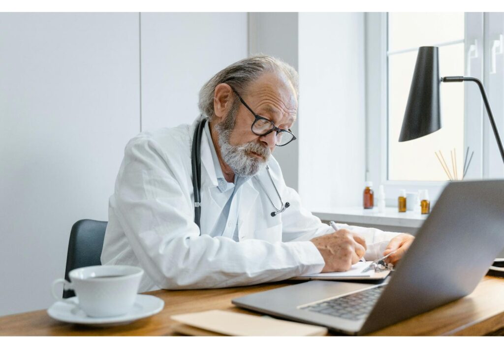 A doctor writing a prescription