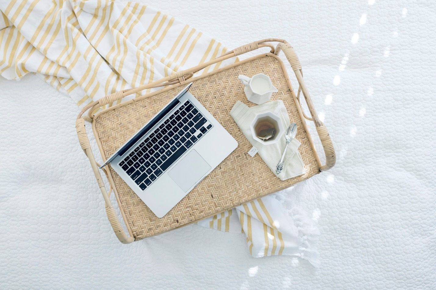 A laptop and tea