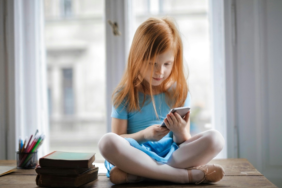 Child using a mobile phone