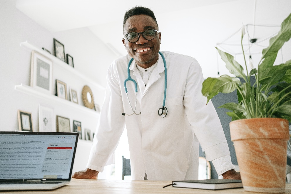 Medical provider in a doctor’s coat