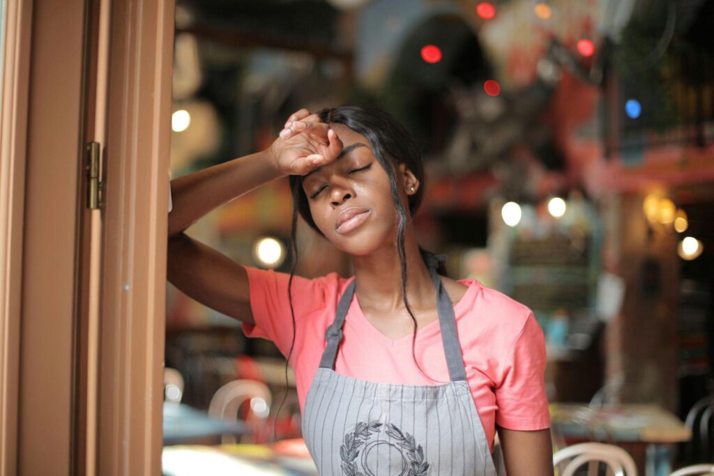 A sick female barista.