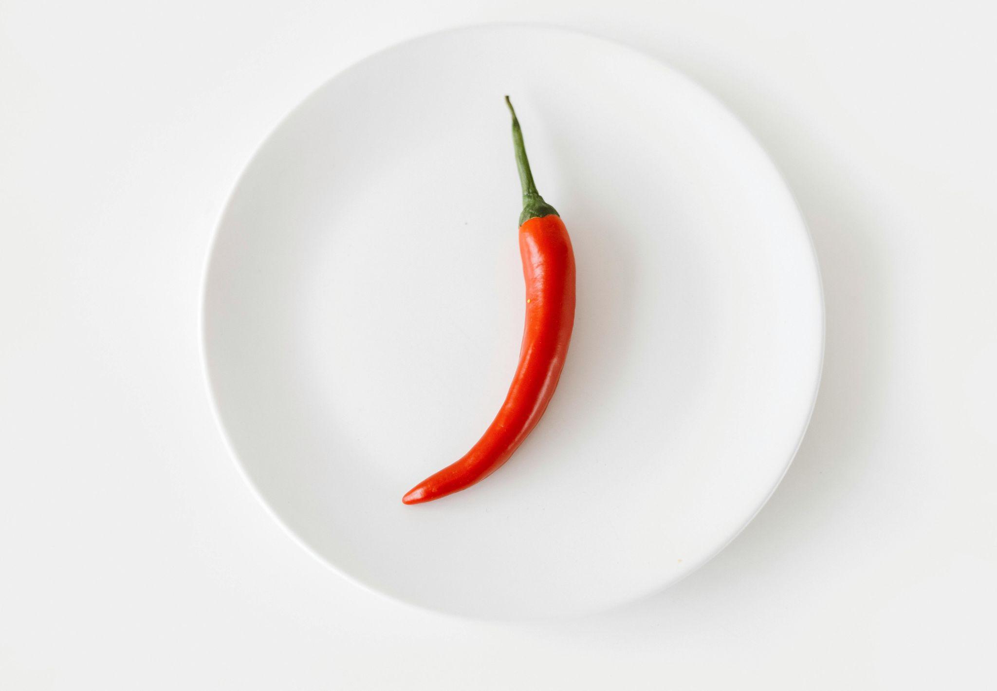 A plate of spicy red-chili