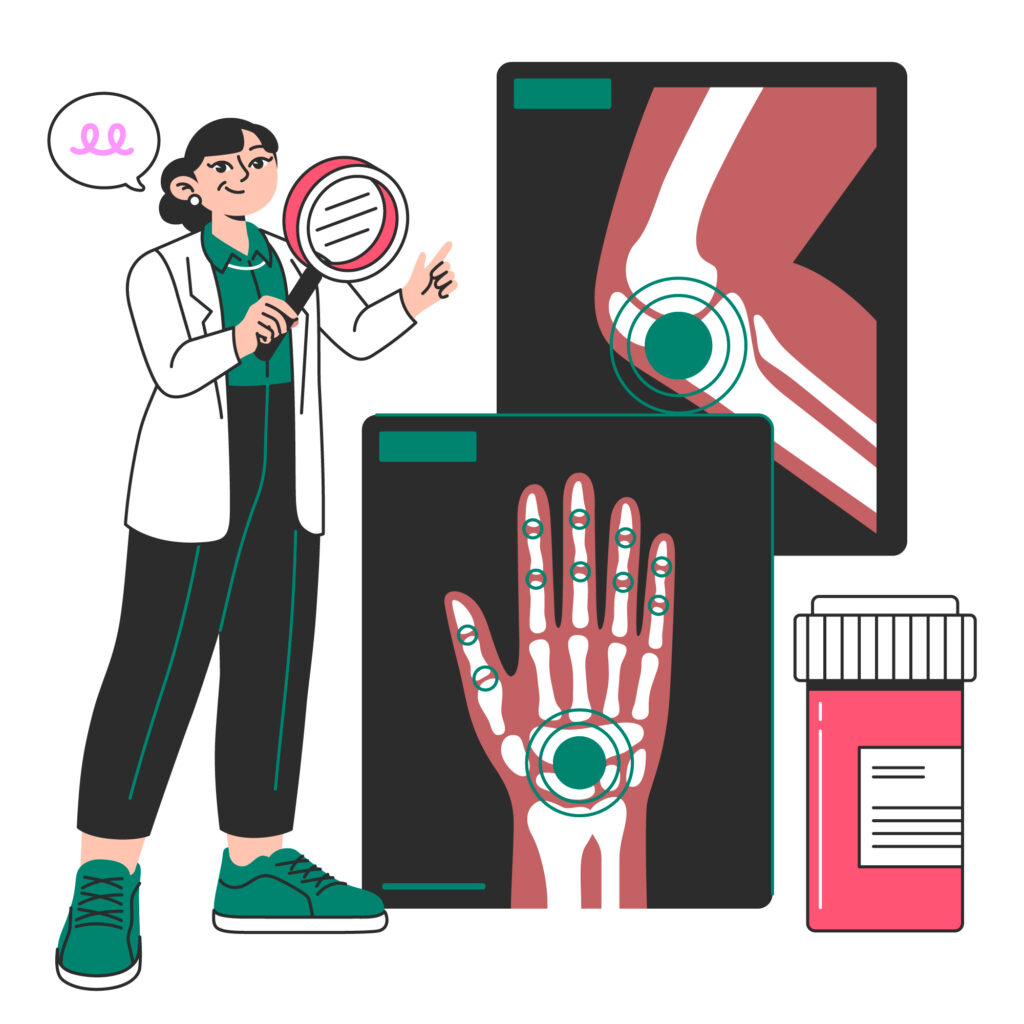 An illustration of a doctor examining musculoskeletal injuries