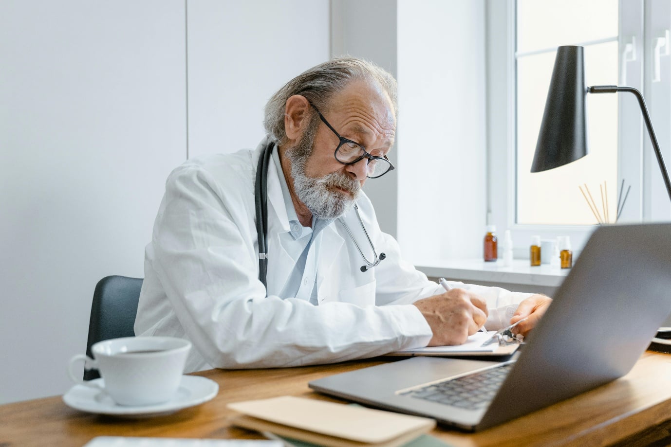 a person writing a note