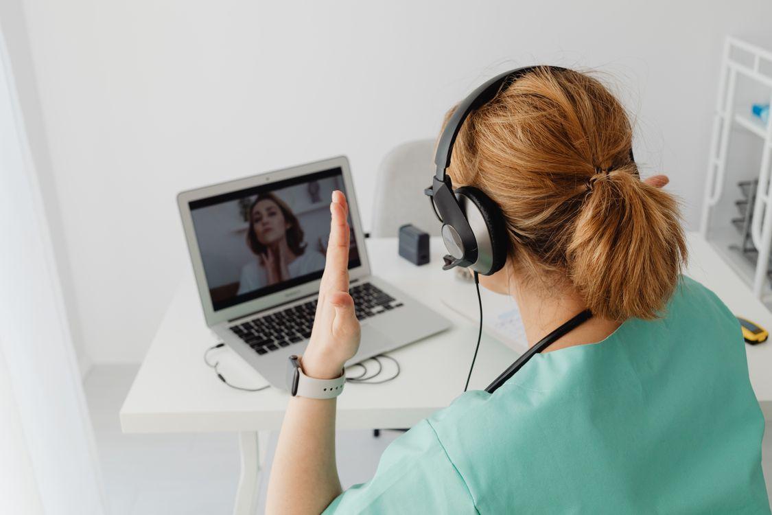 a doctor providing telehealth services.